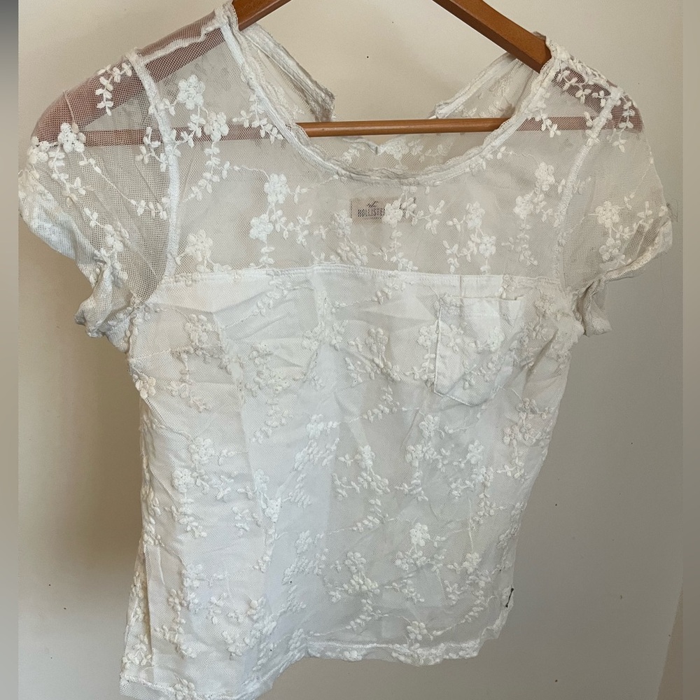 Vintage Hollister White Lace Overlay Blouse